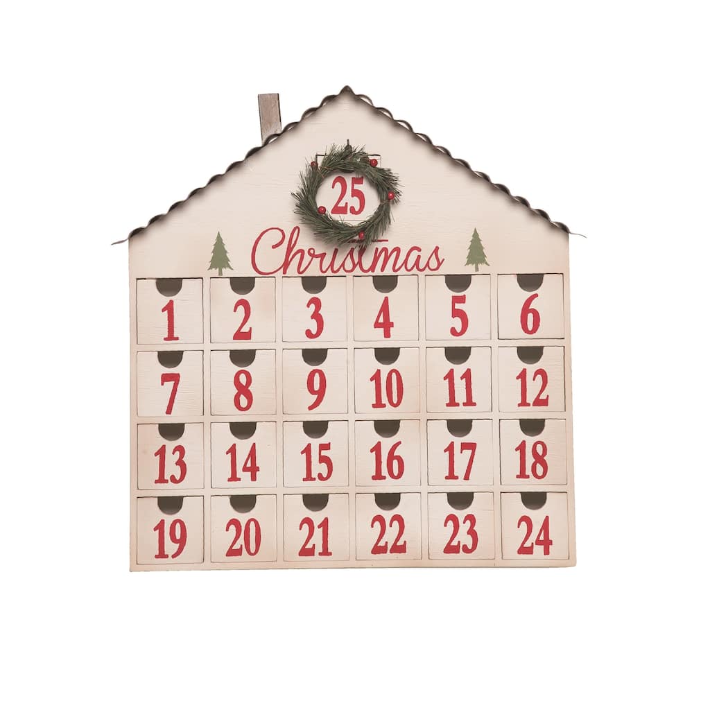 Transpac Wood 17.25 in. Multicolor Christmas Countdown House - Multi