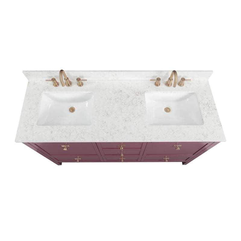 Alana Bathroom Vanity in Burgundy Red with Alluring Quartz Top