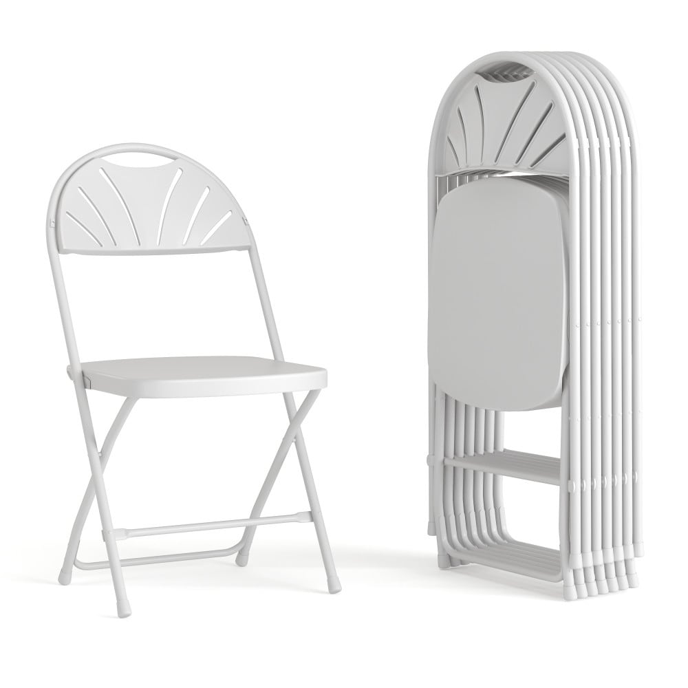 8 Pack 650 lb. Capacity Plastic Fan Back Folding Chair