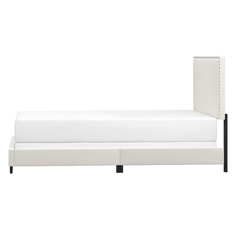 Gayle Nailhead Trim Faux Leather Upholstered Bed, by Hillsdale