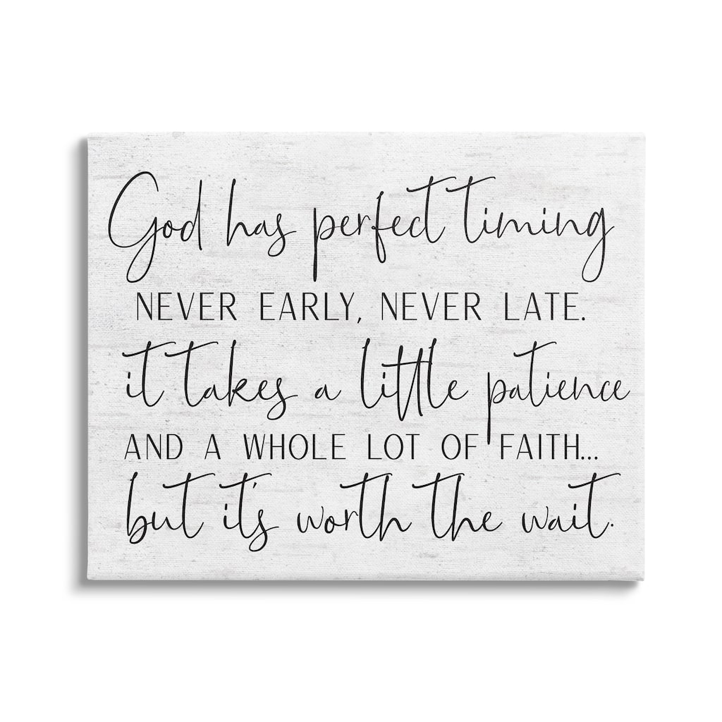 Stupell Inspirational Patience Quote Religious Script Birch Pattern Canvas Wall Art, Design by Lettered and Lined