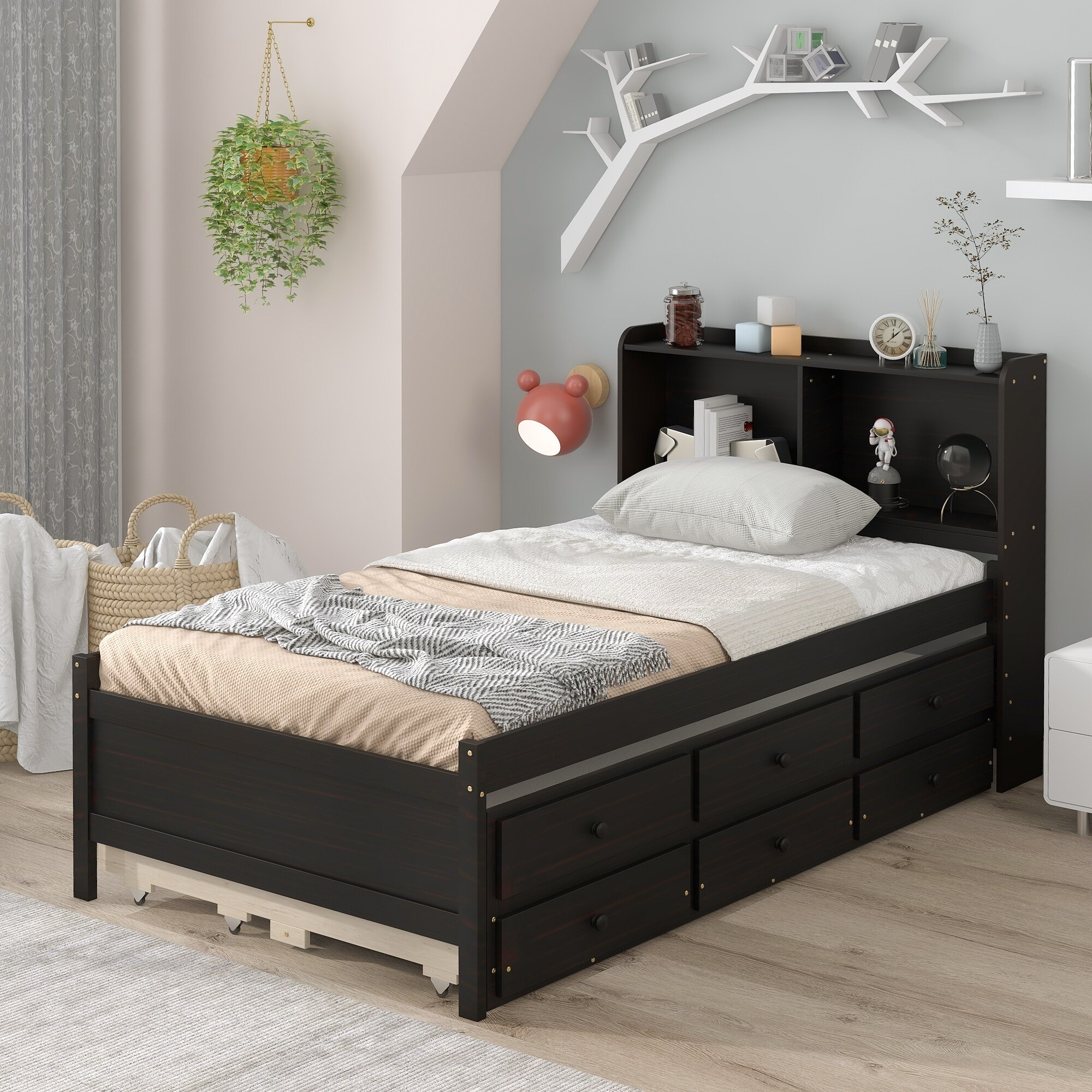 Twin bed with on sale pull out drawers