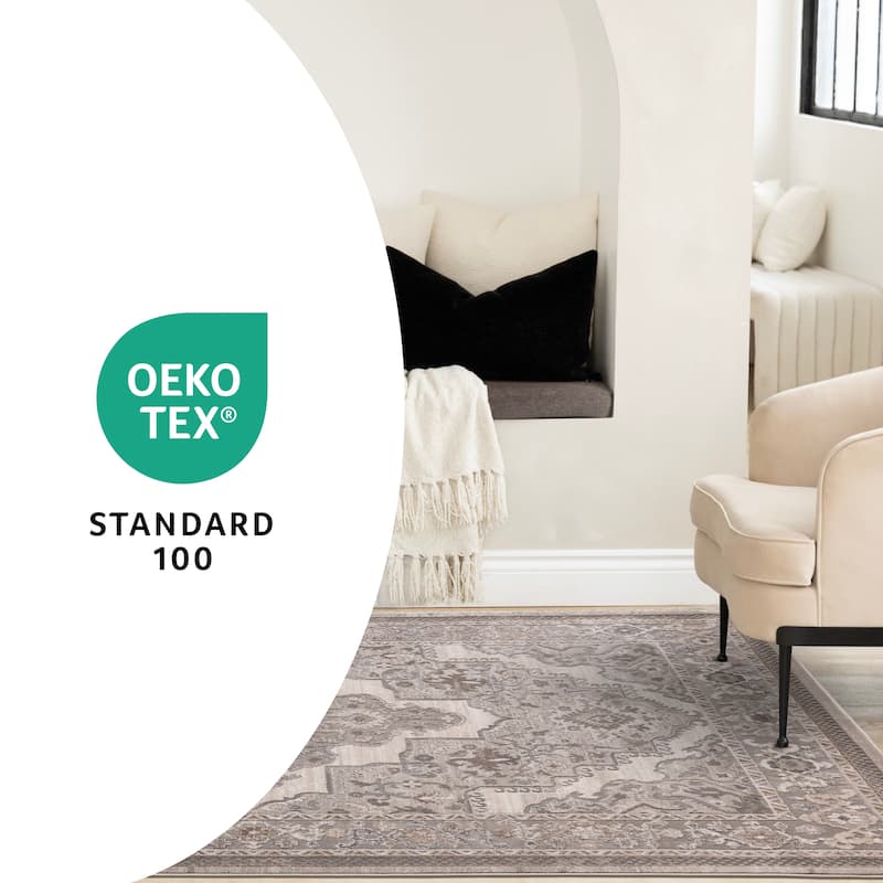 Taupe White Grey Beige Classic Elegant High-Traffic Rug