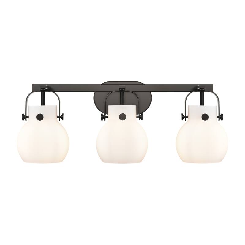 Innovations Lighting 423-3W-10-27 Pilaster II Sphere Vanity Pilaster - Matte Black / Matte White