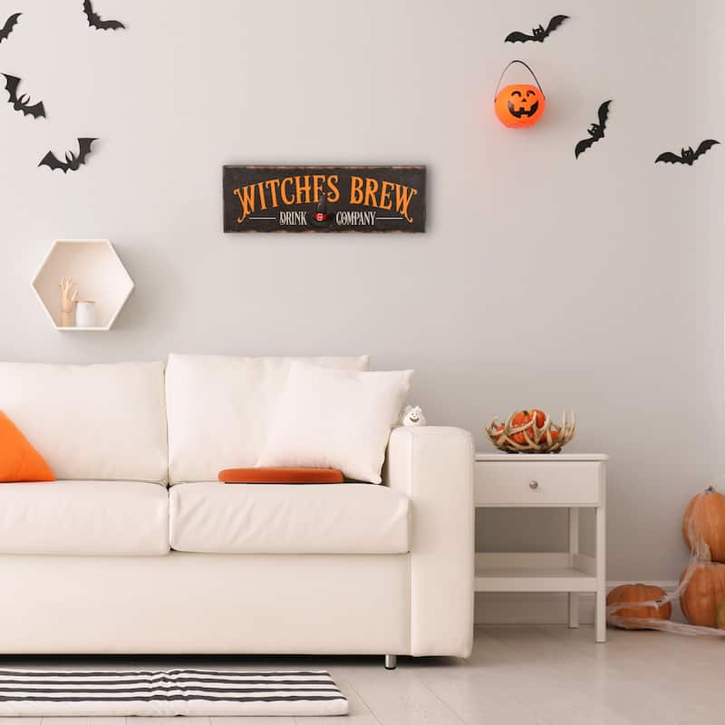 National Tree Company Halloween 'Witches Brew Drink Company' Hanging Wall Decoration, Black, Wooden Construction, 2 Feet - 2 ft