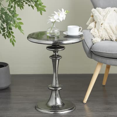 Round 24-Inch Solid Aluminum Pedestal End Table