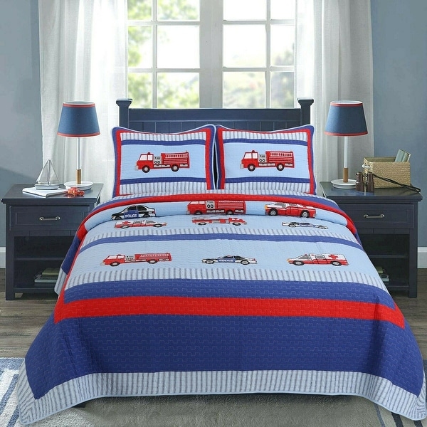 Cozy Line Fire And Police Rescue Boy Cotton Quilt Set. Opens flyout.