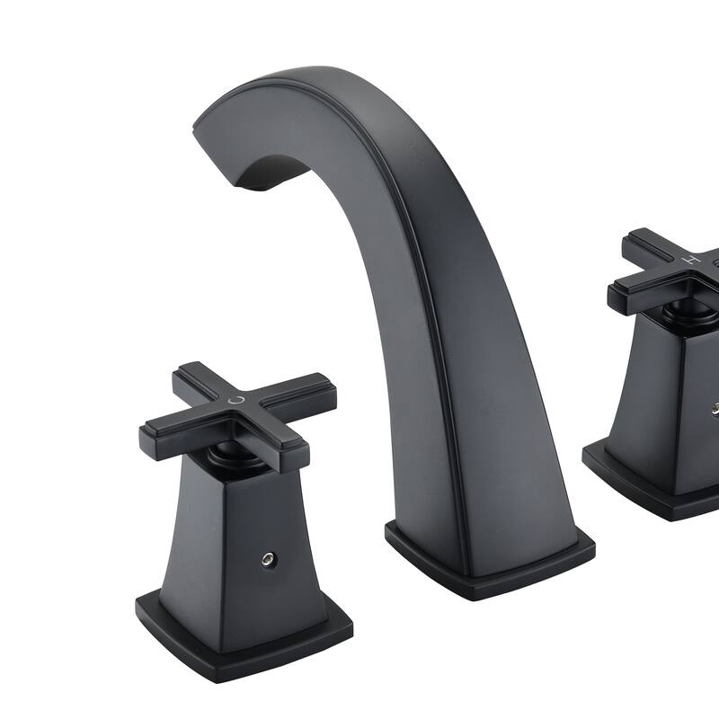 YASINU Cross Handles Widespread 8 Inch Bathroom Faucet With Drain