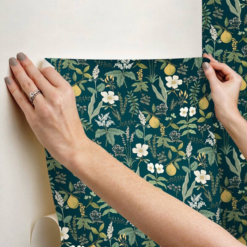 Rifle Paper Co. Herb Garden Navy Botanical Premium Peel + Stick Wallpaper