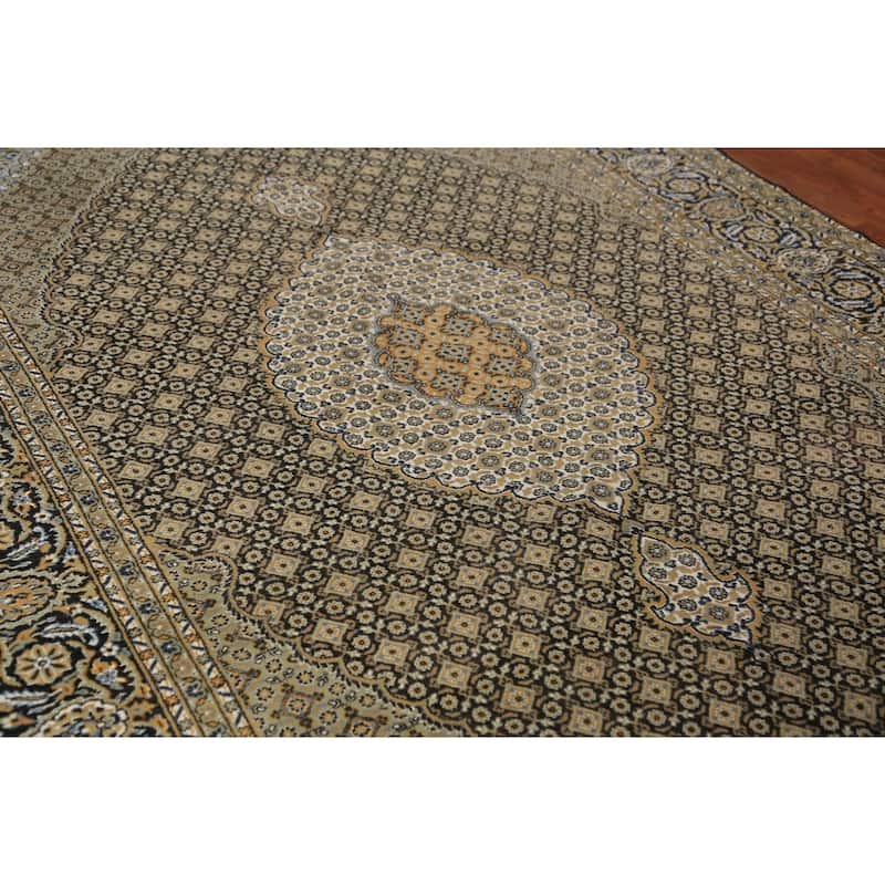 Black Geometric Tabriz Mahi Turkish Area Rug Machine Made Carpet - 6'9"x 9'6"