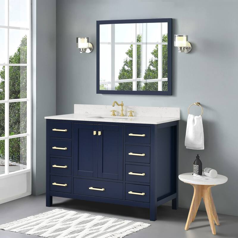 StarrySky 48 inch Undermount Single Sink Bathroom Vanity with Engineered Carrara Marble Top