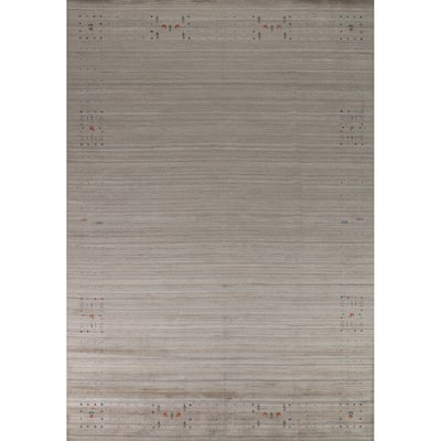 Striped Wool Gabbeh Indian Area Rug 9x12 - 9' x 12'