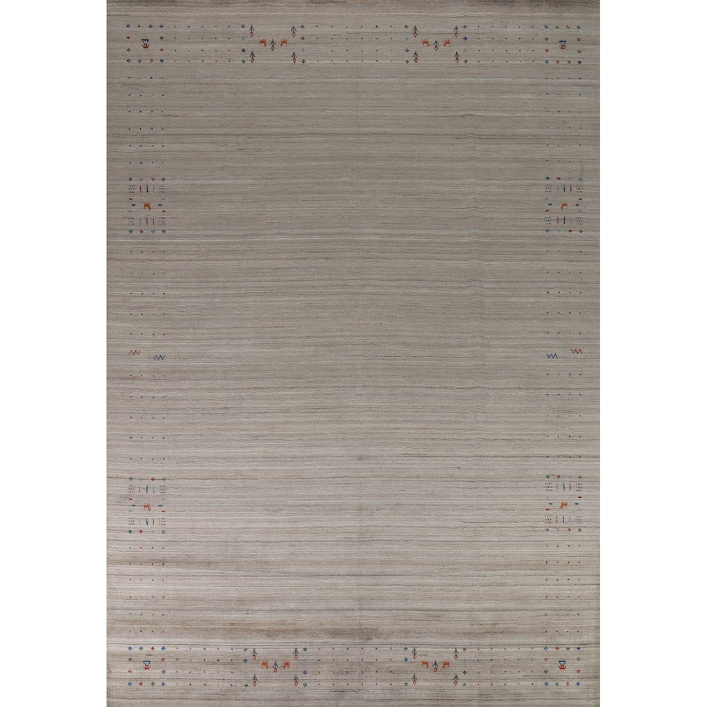 Striped Wool Gabbeh Indian Area Rug 9x12 - 9' x 12'
