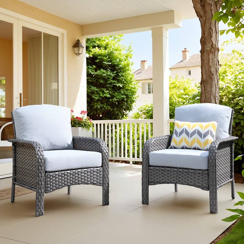 XIZZI Outdoor Patio Furniture Wicker Chair Set (Set of 2) - Grey