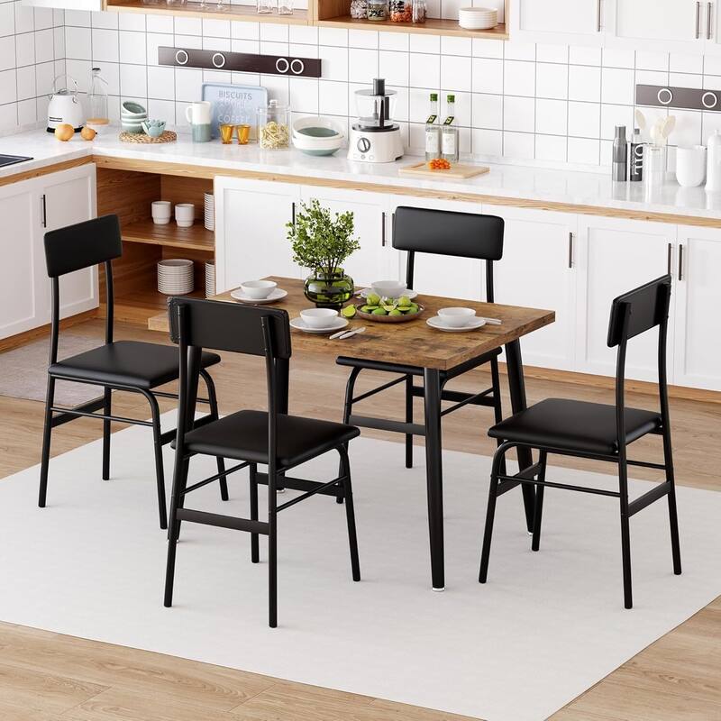 5 Piece Space-Saving Kitchen Dining Table Set for 4 for Studio, Kitchen, Dining Room
