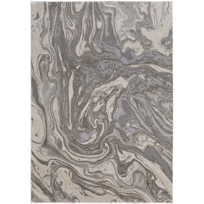 Grand Bazaar Alexander Machine Made Watercolor Modern Area Rug - 8' x 11' - Gray/Ivory/Silver