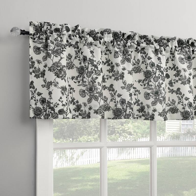 No. 918 Elara Tonal Botanical Semi-Sheer Rod Pocket 1-Piece Kitchen Curtain Valance
