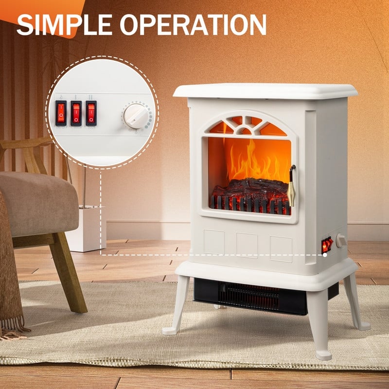 1500W Infrared Electric Fireplace Stove with 2 Heat Settings