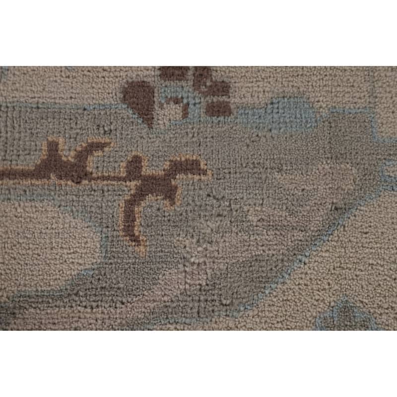 All-Over Ivory Oushak Oriental Area Rug Handmade Wool Carpet - 7'11" x 9'11"