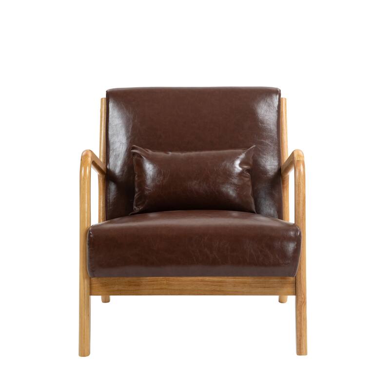 Mid-Century Modern Upholstered Accent Chair with Wood Frame