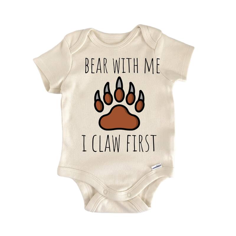 Bear Animal Claws - Baby Bodysuit - White - Newborn