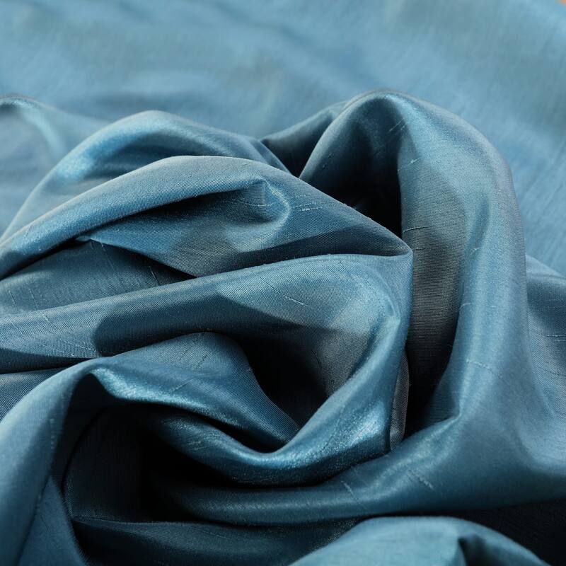 Exclusive Fabrics Blackout Textured Faux Dupioni Silk Curtains (1 Panel) - Luxurious Elegance and Superior Light Control - 50 x 120 - Nassau Blue