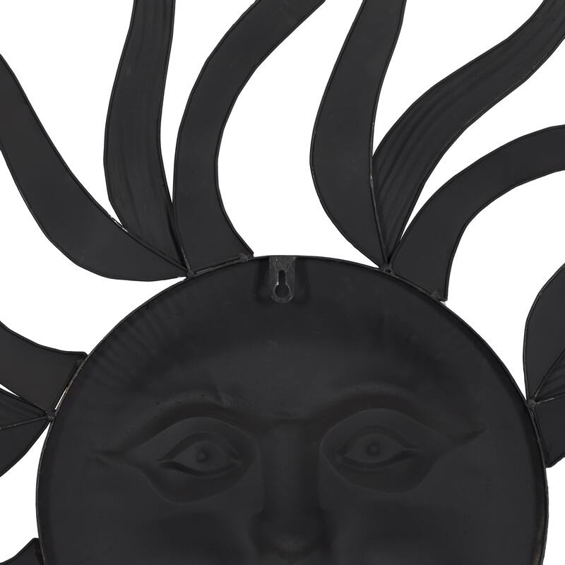 Brown Metal Indoor Outdoor Sun Home Wall Decor with Colorful Painted Accents