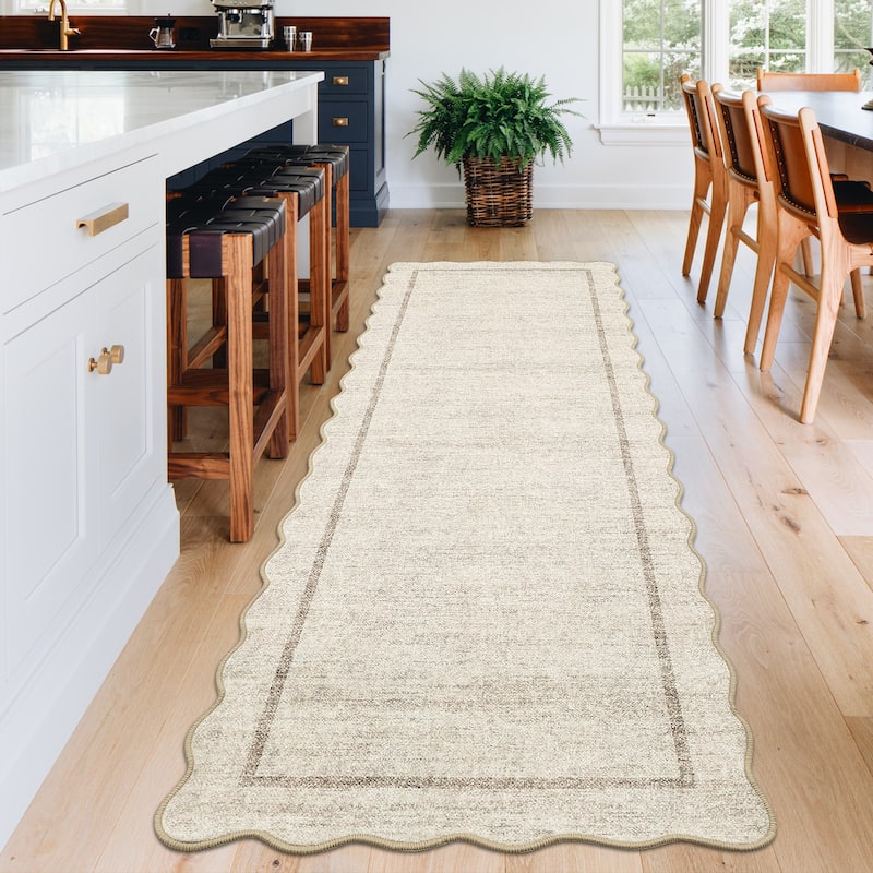 Garvee Scallop Solid Washable Area Rug