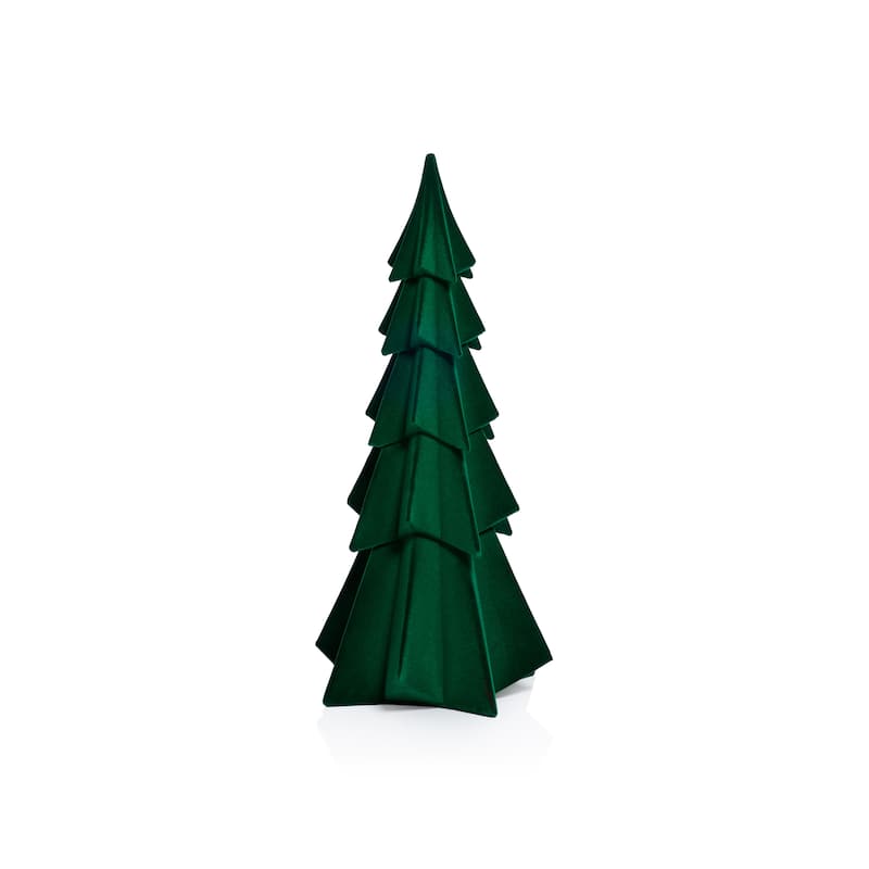 Flocked Decorative Trees - Holiday Tabletop Décor, Set of 4 - 12.5" - Green
