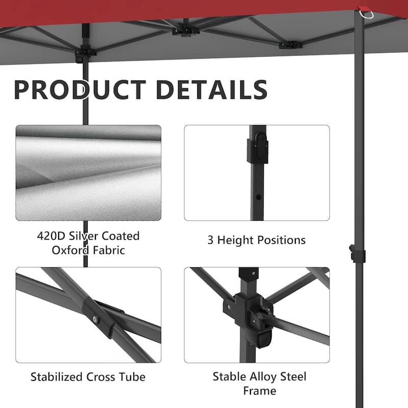 Ainfox 10x20 Heavy Duty Pop up Canopy Tent,Outdoor Shade Instant Folding Event Gazebo with Wheeled Bag