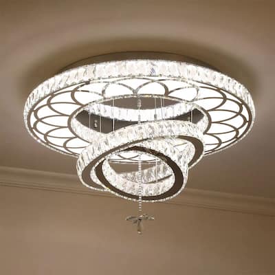 Modern Large Crystal Chandelier Round Ring Dimmable Lamps - 23" x 23"