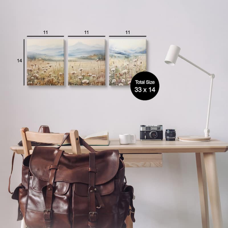 Stupell In The Field Landscape 3 Piece Canvas Wall Art Set Design by Petals Prints Design