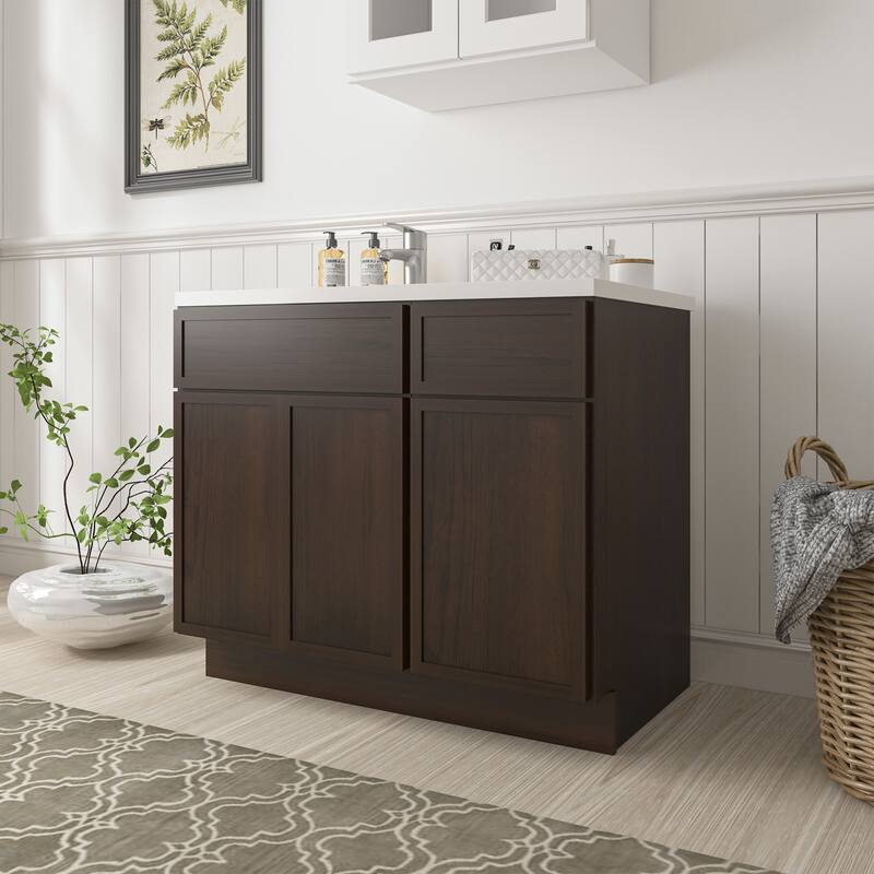 Vanity Art 39" Oak Freestanding Bathroom Vanity Cabinet without Top