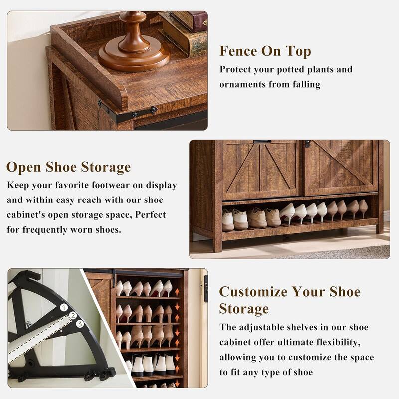 Farmhouse Shoe Storage Cabinet, Shoe Organizer, Shoe Rack Cabinet