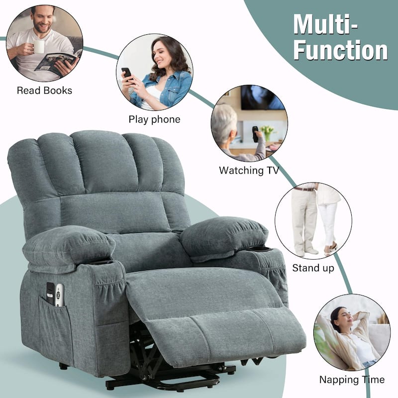 Power Electric Massage Lift Lounge Chair with Heating, Vibration Functions and USB