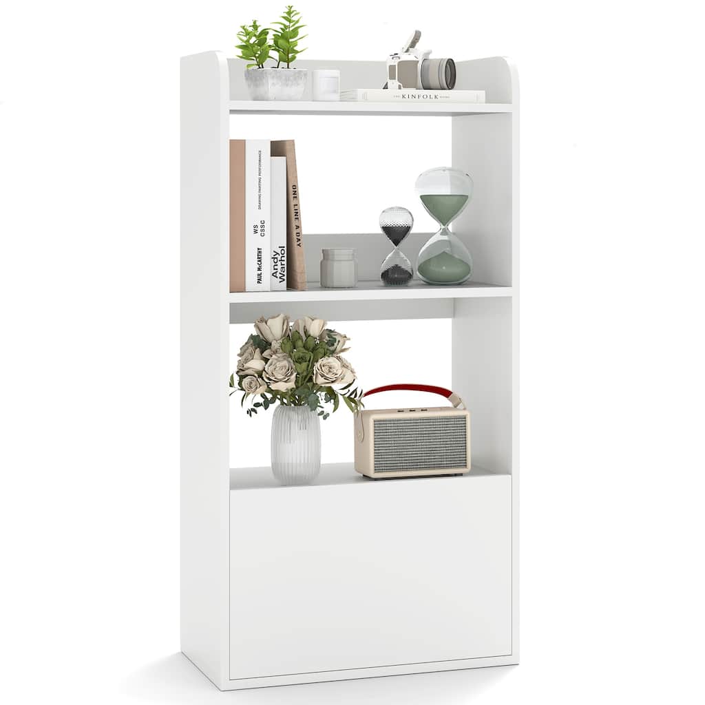Gymax Bookcase w/ Drawer 3-Tier Open Shelf Anti-Toppling Kits for