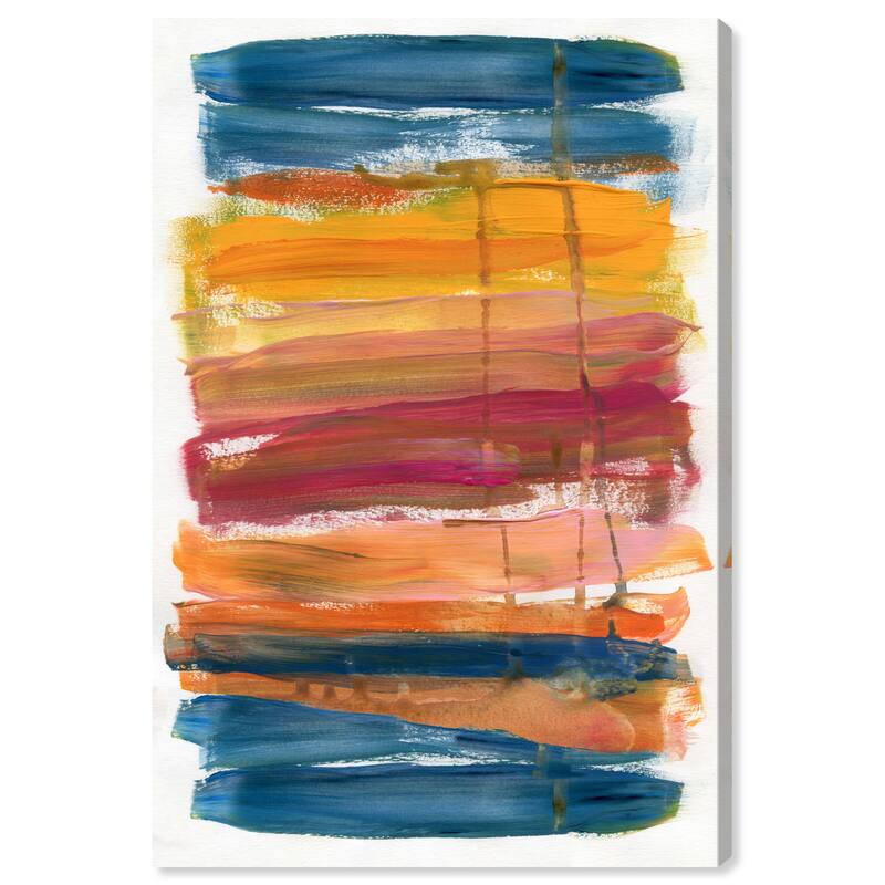 Wynwood Studio Abstract Abstract Burger Sandwich Blue and Dark Blue Modern & Contemporary Wall Art Canvas Print