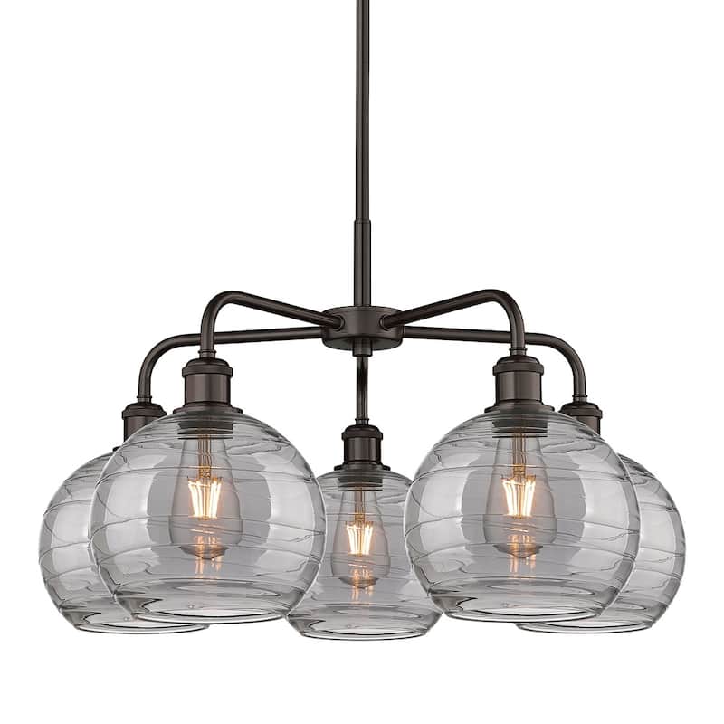 Innovations Lighting 516-5CR 15 26 Athens Deco Swirl Chandelier Athens - Oil Rubbed Bronze / Light Smoke Deco Swirl