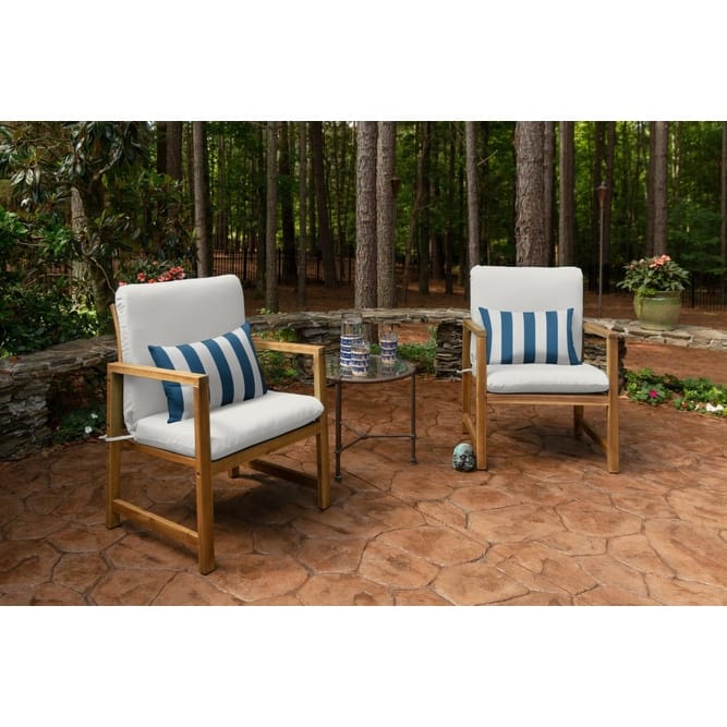Sunbrella Stripe Fabric 1-Piece Indoor/Outdoor Lumbar Pillow, 22"W x 9"L, Maxim Classic - 22"W x 9"L