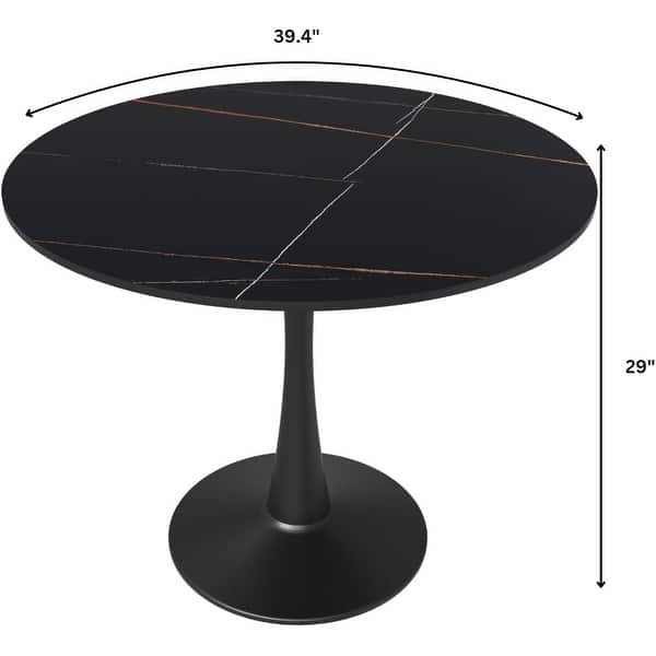 dimension image slide 3 of 6, Bristol Modern 40" Round Kitchen Table, Sintered Stone/MDF Top - Contemporary Pedestal Dining Table for Small Spaces