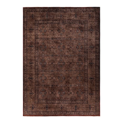 Overton Hand Knotted Wool Vintage Inspired Modern Contemporary Overdyed Brown Area Rug - 8' 3" x 11' 6"