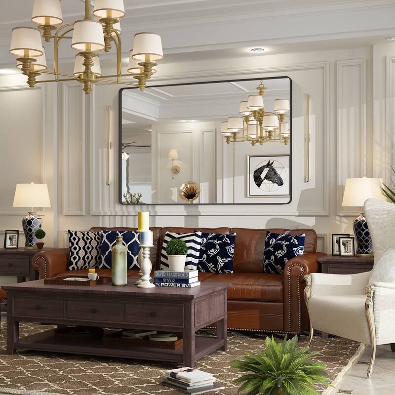 Modern Metal Frame Wall Mounted Bathroom Vanity Mirror