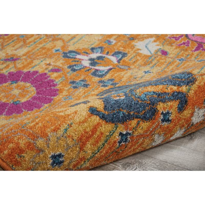 Roze Power Loomed Floral Area Rug By HomeRoots - 9' x 12'
