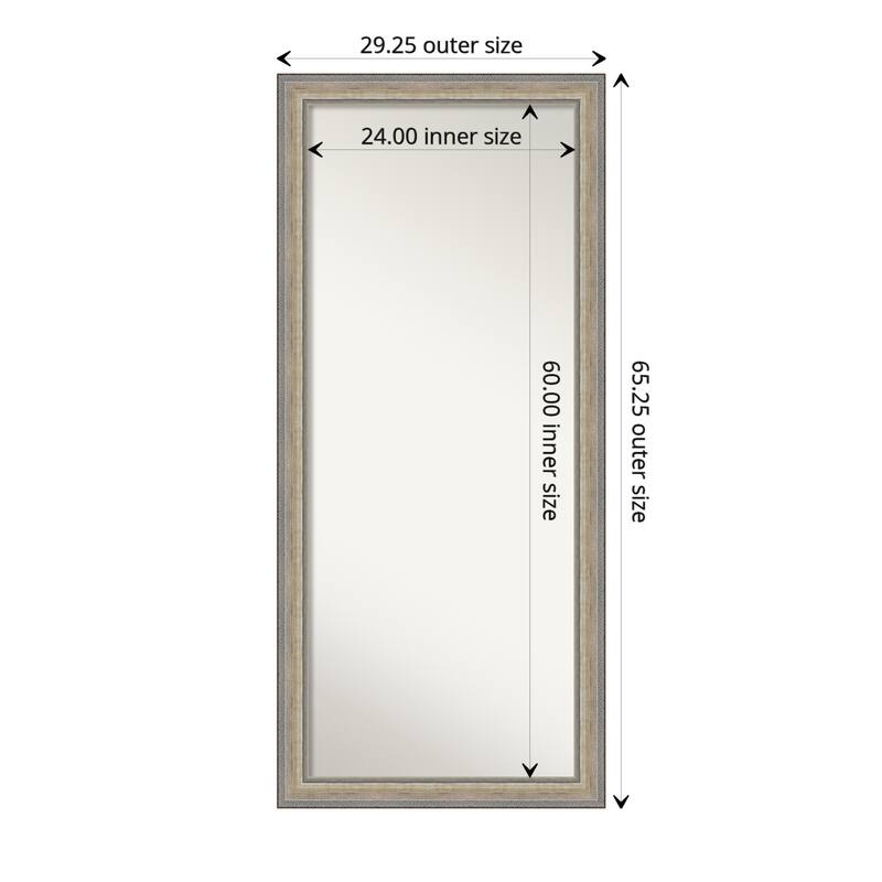 Fleur Champagne Silver Non-Beveled Wood Framed Full-Length Floor Leaner Mirror - Fleur Champagne Silver - Glass Size 24x60
