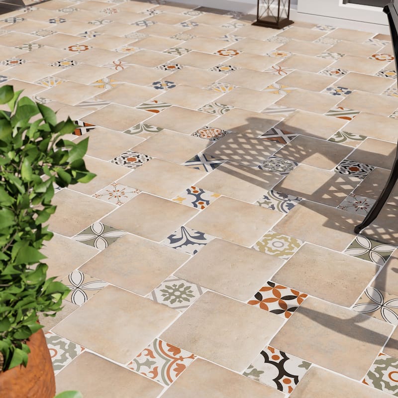 Merola Tile Benisa Marelle Teja with Aida Taco 11-7/8" x 17-3/4" Porcelain Floor and Wall Tile - Case (22 Tiles)