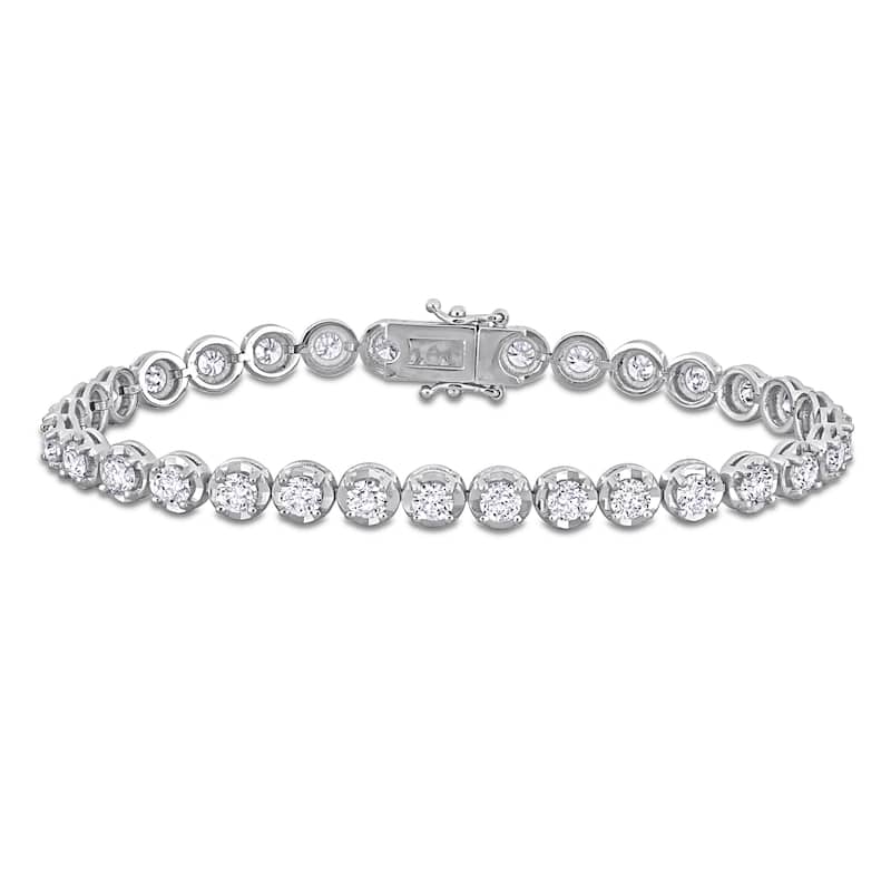 Miadora 14k White Gold Diamond Tennis Bracelet 1 1/3 to 6 1/10ct TDW - 6 Carats