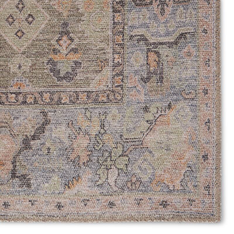 Machine Washable Leland Oriental Green/ Blue Area Rug