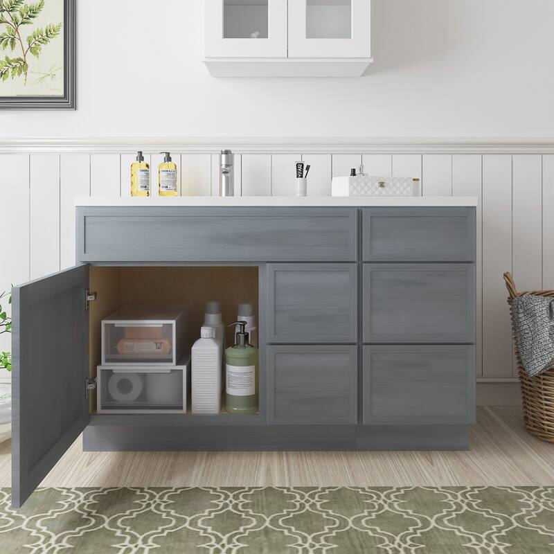 Vanity Art 51" Birch Freestanding Bathroom Vanity Cabinet without Top