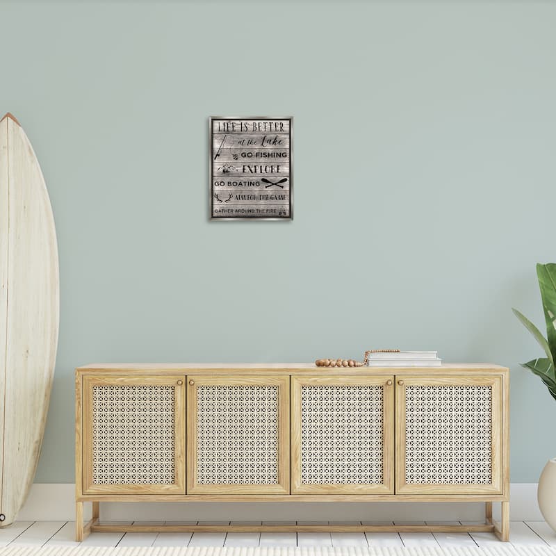 Stupell Lake Activities & Phrases Framed Floater Canvas Wall Art Design By CAD Designs