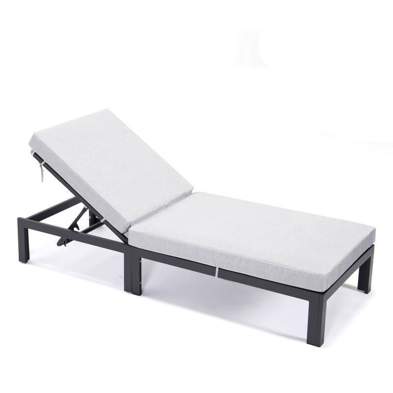 Chelsea Heavy-Duty Aluminum Outdoor Chaise Lounge with Machine-Washable Fade-Resistant Cushions, Lay-Flat Design